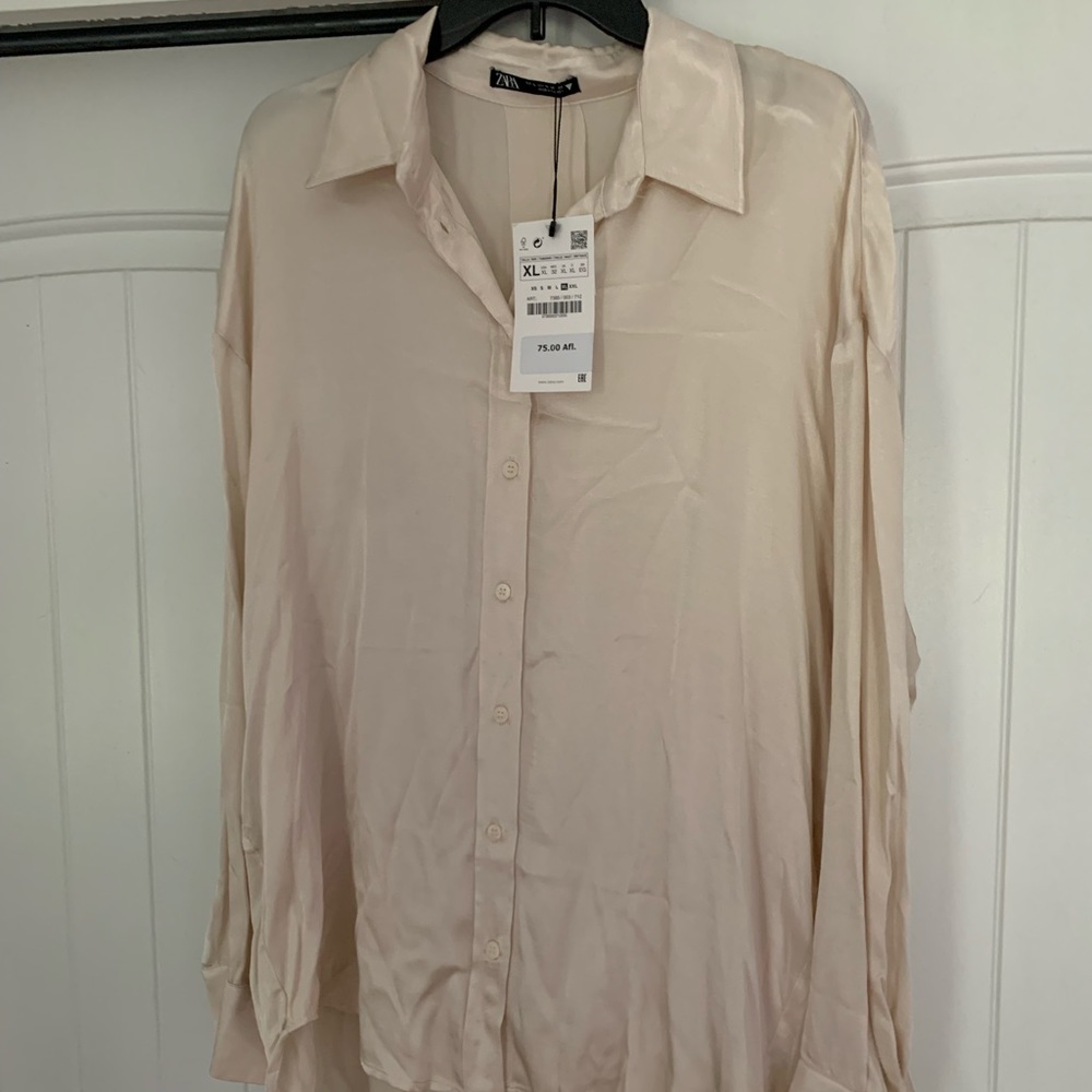 NWT Zara Silk Button Up Blouse